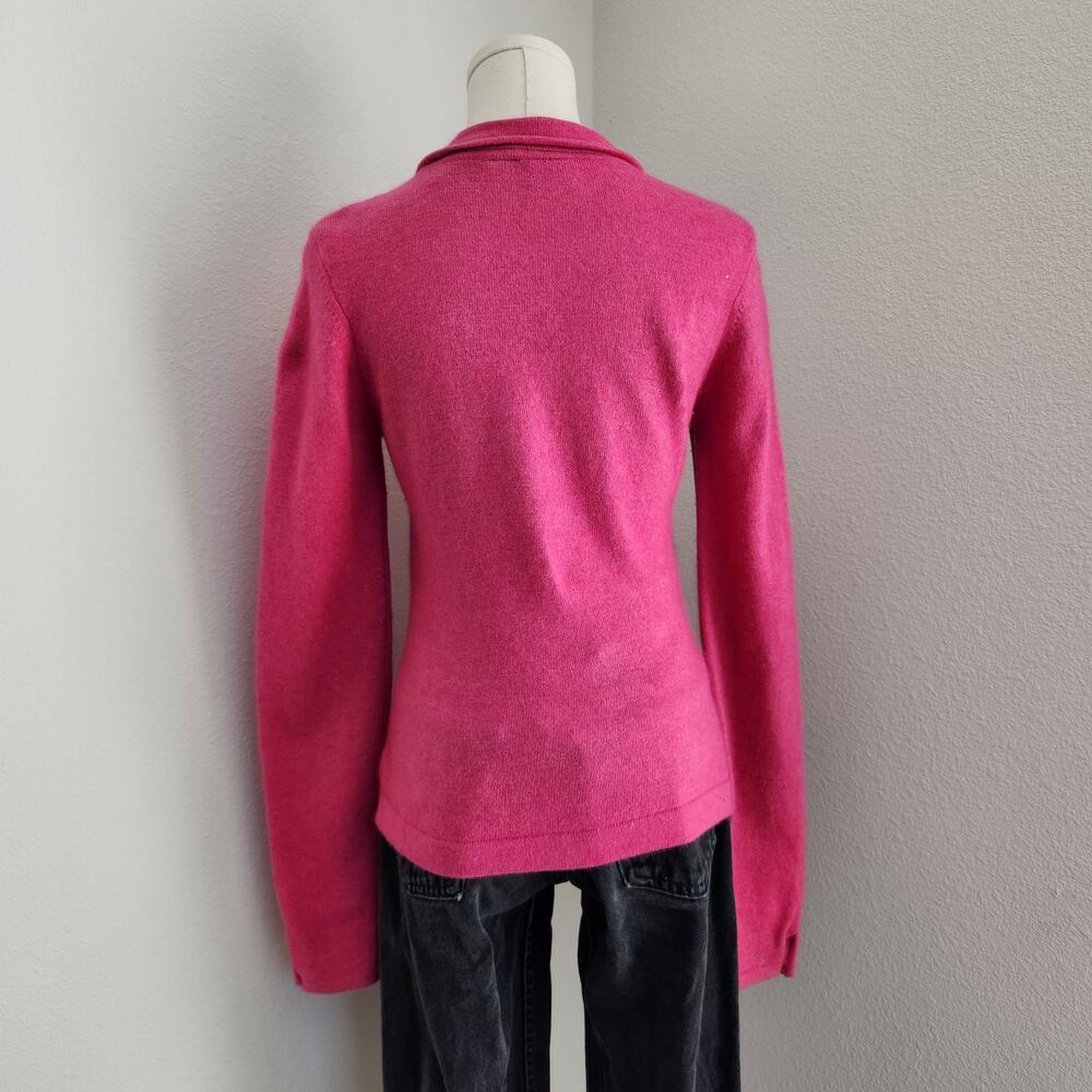 Vintage Y2K Studio Y Pink Wool Blend Knit Cardigan Sweater S Long Sleeve Barbie - Picture 7 of 12